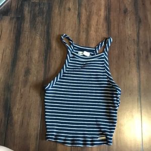 Blue and white stripped crop top tank